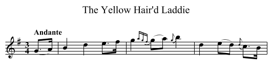 Yellow Hair'd Laddie, The - staff notation