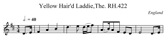 Yellow Hair'd Laddie,The. RH.422 - staff notation