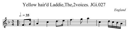 Yellow hair'd Laddie,The,2voices. JGi.027 - staff notation