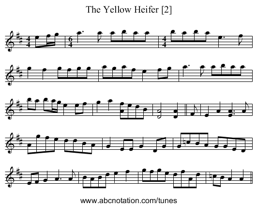 Yellow Heifer [2], The - staff notation