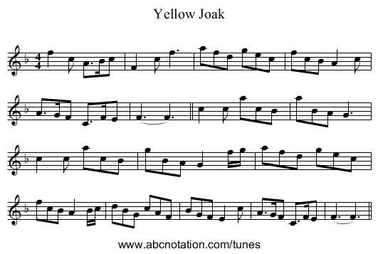 Yellow Joak - staff notation