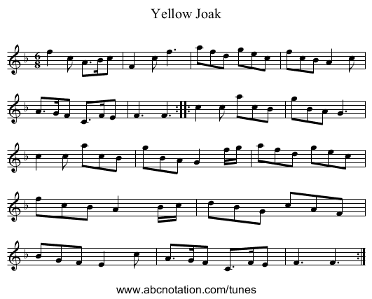 Yellow Joak - staff notation