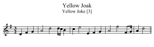 Yellow Joak - staff notation