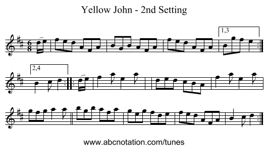 Yellow John - 2nd Setting - staff notation