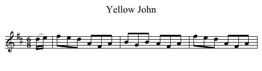 Yellow John - staff notation