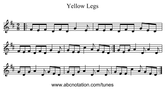Yellow Legs - staff notation
