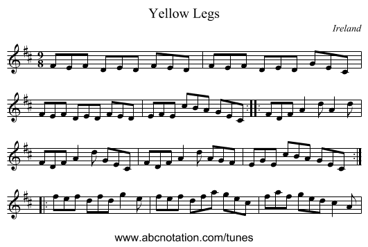 Yellow Legs - staff notation