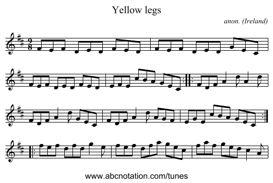 Yellow legs - staff notation