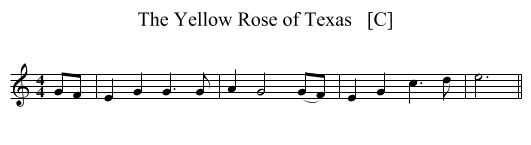 Yellow Rose of Texas   [C], The  - staff notation