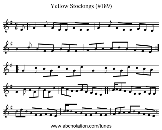 Yellow Stockings (#189) - staff notation