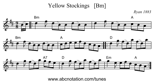 Yellow Stockings   [Bm] - staff notation