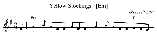 Yellow Stockings   [Em] - staff notation