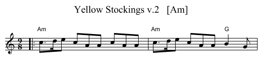 Yellow Stockings v.2   [Am] - staff notation