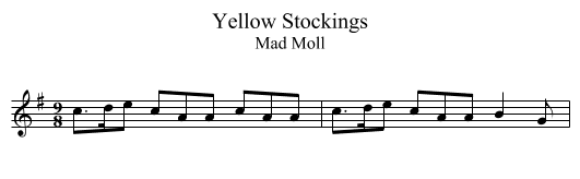 Yellow Stockings - staff notation