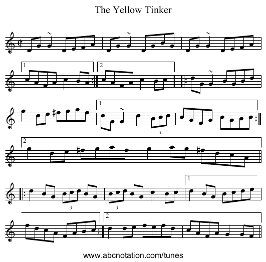 Yellow Tinker, The - staff notation
