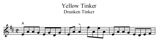 Yellow Tinker - staff notation