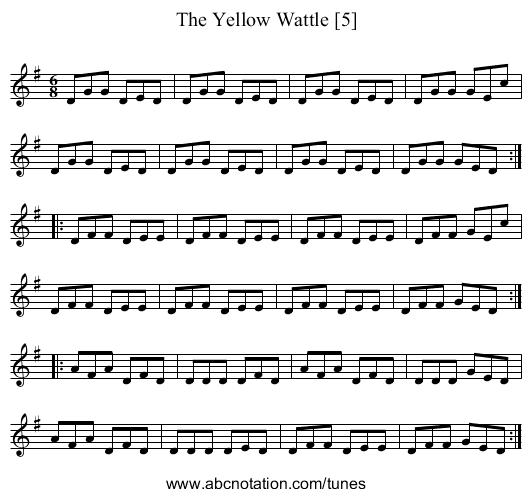 Yellow Wattle [5], The - staff notation
