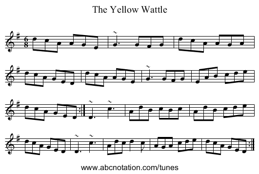 Yellow Wattle, The - staff notation
