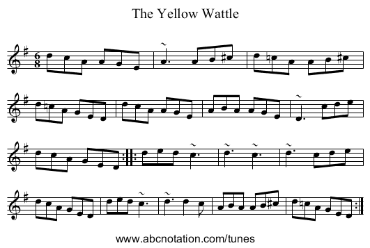 Yellow Wattle, The - staff notation
