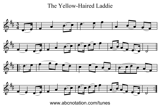 Yellow-Haired Laddie, The - staff notation