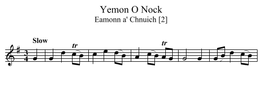 Yemon O Nock - staff notation
