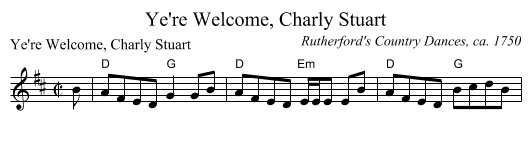 Ye're Welcome, Charly Stuart - staff notation