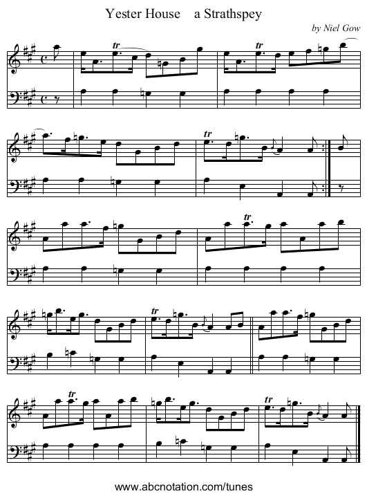 Yester House    a Strathspey - staff notation