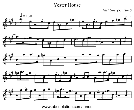 Yester House - staff notation