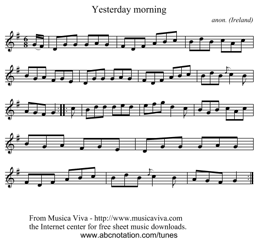 Yesterday morning - staff notation