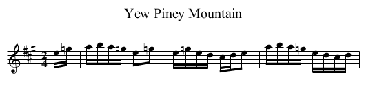 Yew Piney Mountain - staff notation