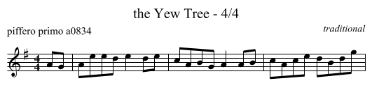 Yew Tree - 4/4, the  - staff notation