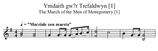 Ymdaith gw?r Trefaldwyn [1] - staff notation