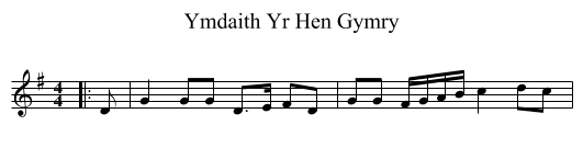 Ymdaith Yr Hen Gymry - staff notation