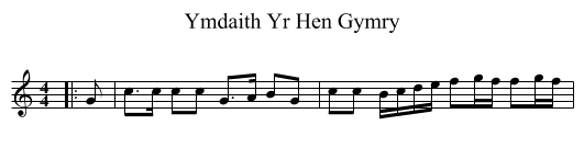 Ymdaith Yr Hen Gymry - staff notation