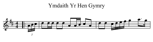 Ymdaith Yr Hen Gymry - staff notation