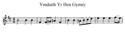 Ymdaith Yr Hen Gymry - staff notation
