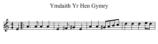 Ymdaith Yr Hen Gymry - staff notation