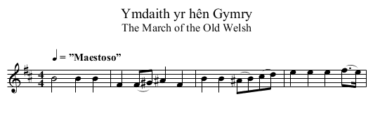 Ymdaith yr hên Gymry - staff notation