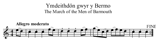 Ymdeithdôn gwyr y Bermo - staff notation