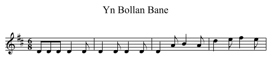 Yn Bollan Bane - staff notation