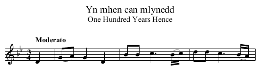Yn mhen can mlynedd - staff notation