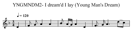 YNGMNDM2- I dream'd I lay (Young Man's Dream) - staff notation