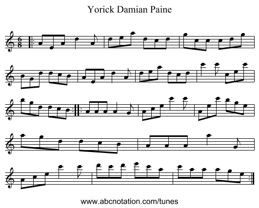 Yorick Damian Paine - staff notation