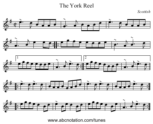 York Reel, The - staff notation