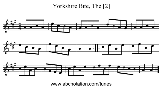 Yorkshire Bite, The [2] - staff notation