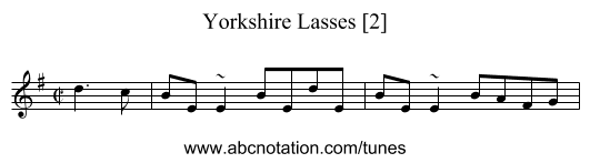 Yorkshire Lasses [2] - staff notation
