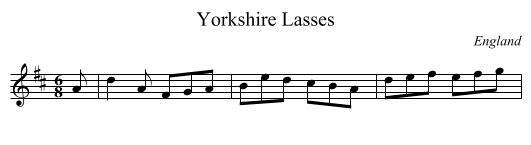 Yorkshire Lasses - staff notation