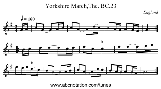 Yorkshire March,The. BC.23 - staff notation