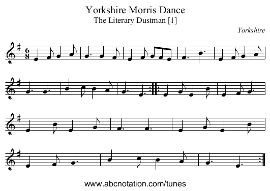 Yorkshire Morris Dance - staff notation