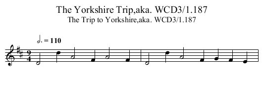 Yorkshire Trip,aka. WCD3/1.187, The - staff notation